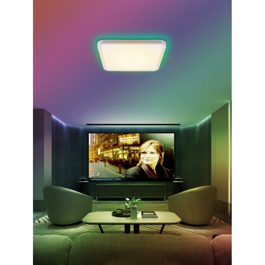 Immax NEO 07168-W40 - LED RGB+CCT Стельовий світильник з регулюванням яскравості NEO LITE TUDO LED/50W/230V Wi-Fi Tuya білий + пульт дистанційного керування