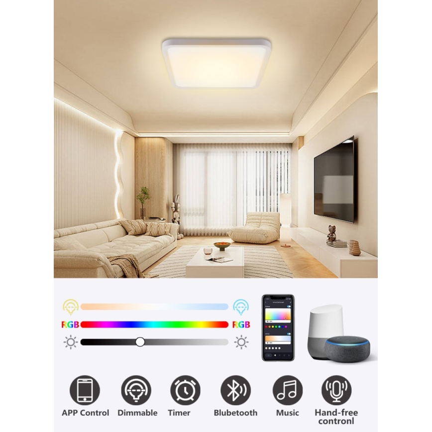 Immax NEO 07168-W40 - LED RGB+CCT Стельовий світильник з регулюванням яскравості NEO LITE TUDO LED/50W/230V Wi-Fi Tuya білий + пульт дистанційного керування