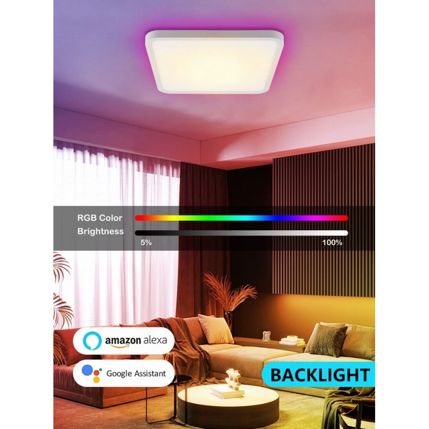 Immax NEO 07168-W40 - LED RGB+CCT Стельовий світильник з регулюванням яскравості NEO LITE TUDO LED/50W/230V Wi-Fi Tuya білий + пульт дистанційного керування