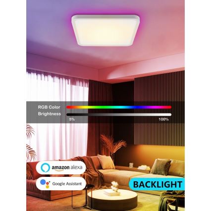 Immax NEO 07168-W40 - LED RGB+CCT Стельовий світильник з регулюванням яскравості NEO LITE TUDO LED/50W/230V Wi-Fi Tuya білий + пульт дистанційного керування