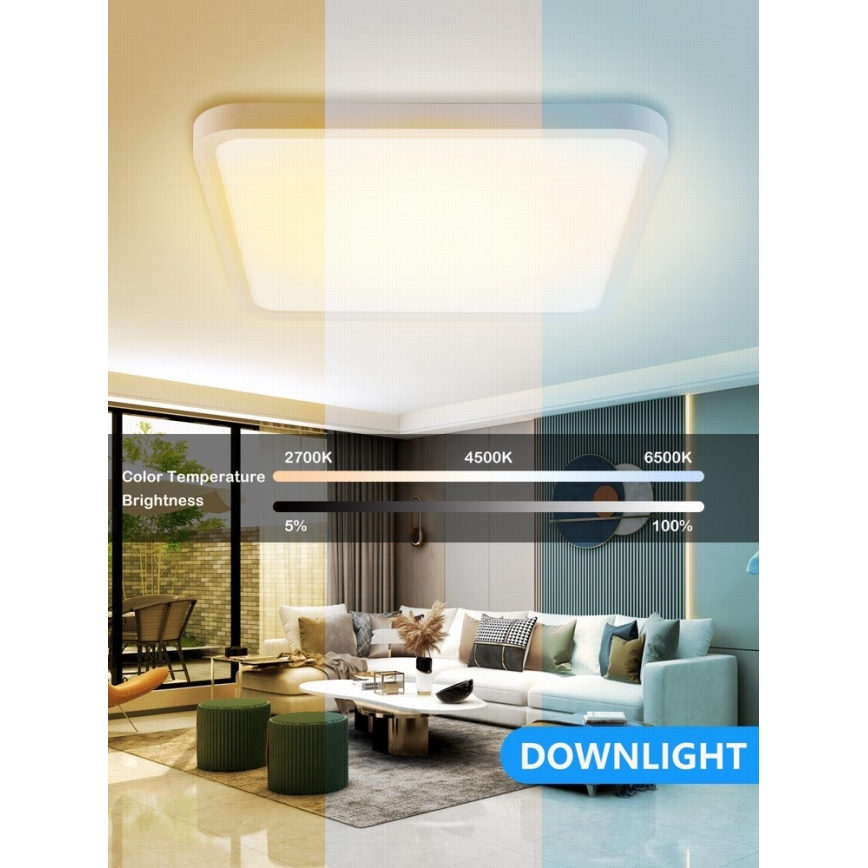 Immax NEO 07168-W40 - LED RGB+CCT Стельовий світильник з регулюванням яскравості NEO LITE TUDO LED/50W/230V Wi-Fi Tuya білий + пульт дистанційного керування