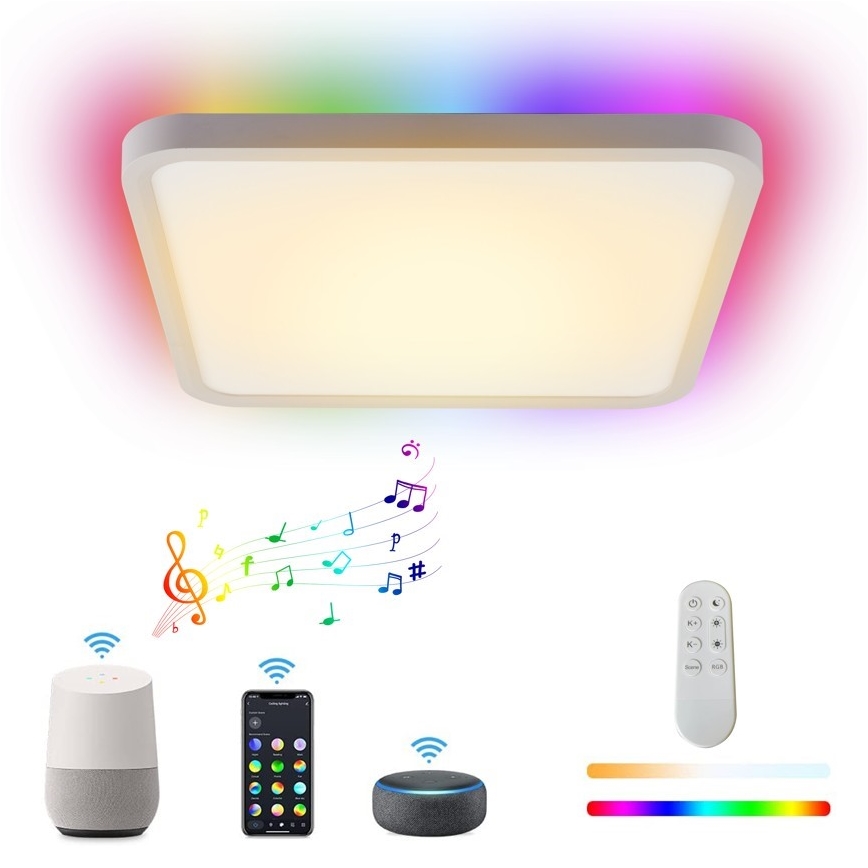 Immax NEO 07168-W40 - LED RGB+CCT Стельовий світильник з регулюванням яскравості NEO LITE TUDO LED/50W/230V Wi-Fi Tuya білий + пульт дистанційного керування