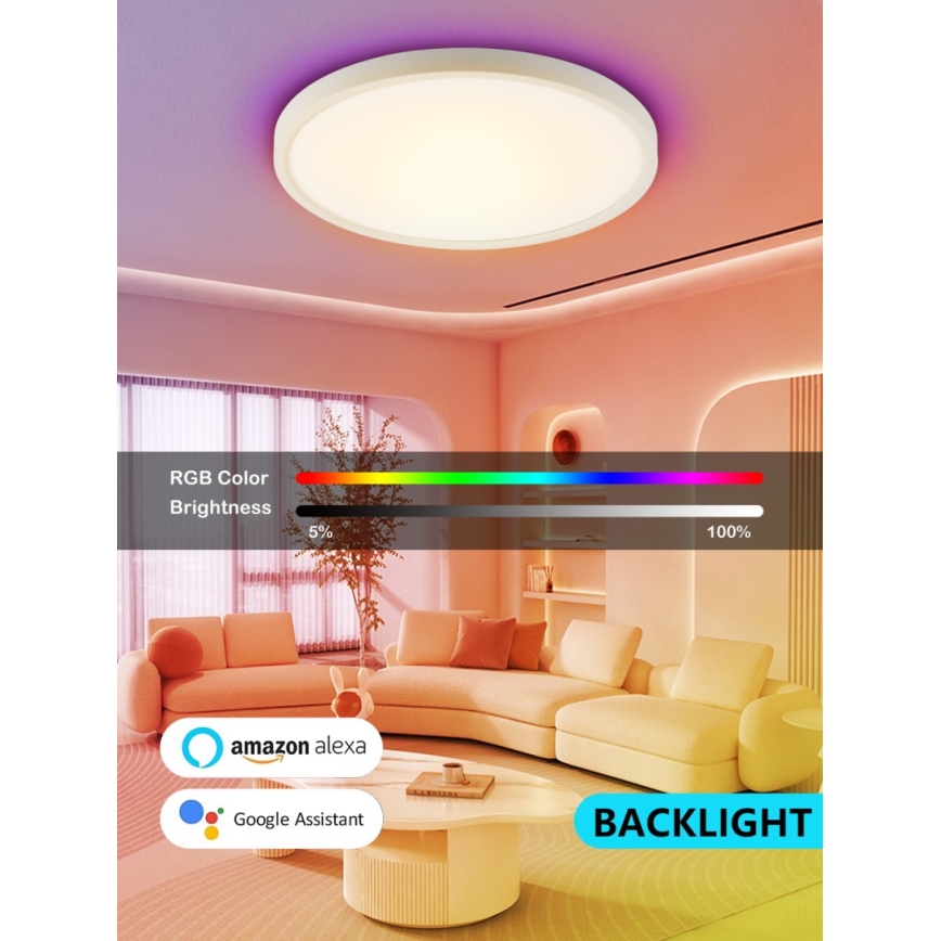 Immax NEO 07169-W60 - LED RGB+CCT Стельовий світильник з регулюванням яскравості NEO LITE TUDO 65W/230V 2700-6500K Wi-Fi Tuya + пульт дистанційного керування білий