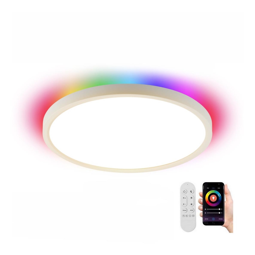 Immax NEO 07169-W60 - Светодиодный потолочный RGB+CCT светильник с регулированием яркости NEO LITE TUDO 65W/230V 2700-6500K Wi-Fi Tuya + дистанционное управление белый