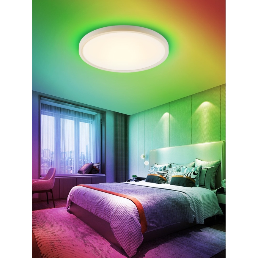 Immax NEO 07169-W60 - Светодиодный потолочный RGB+CCT светильник с регулированием яркости NEO LITE TUDO 65W/230V 2700-6500K Wi-Fi Tuya + дистанционное управление белый