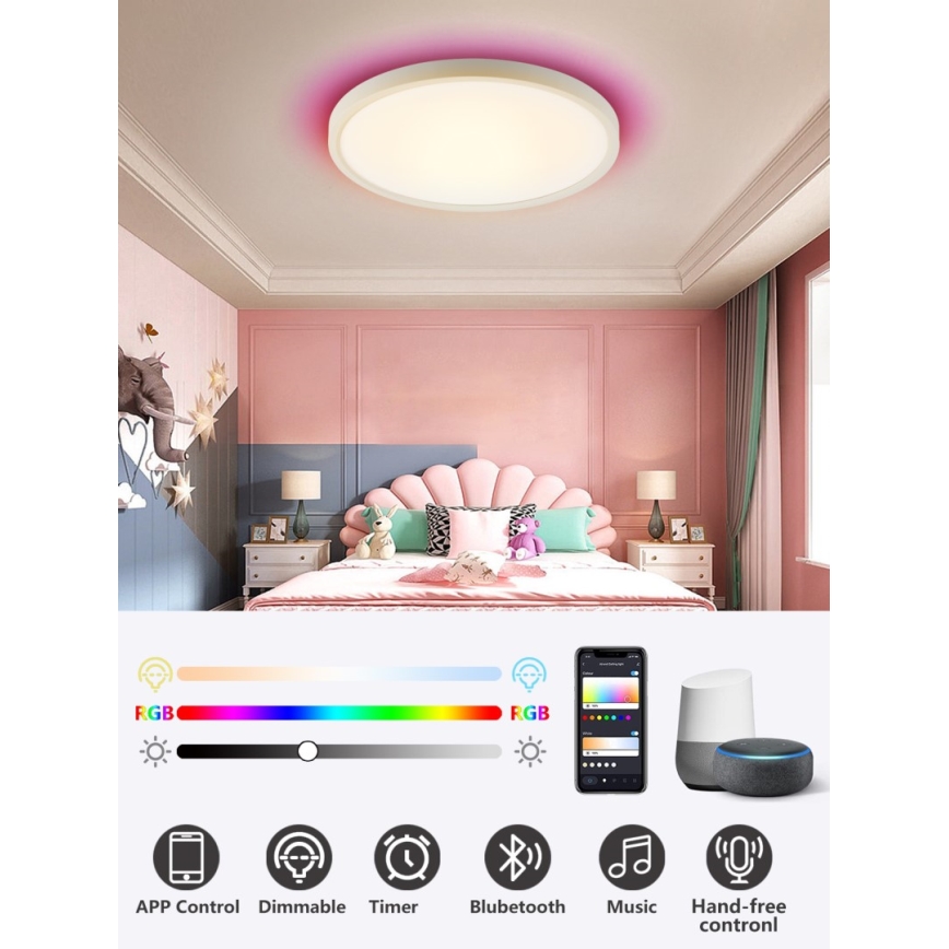 Immax NEO 07169-W60 - Светодиодный потолочный RGB+CCT светильник с регулированием яркости NEO LITE TUDO 65W/230V 2700-6500K Wi-Fi Tuya + дистанционное управление белый