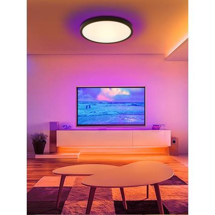 Immax NEO 07170-B60 - Светодиодный потолочный RGB+CCT светильник с регулированием яркости NEO LITE TUDO LED/65W/230V 2700-6500K Wi-Fi Tuya черный + дистанционное управление