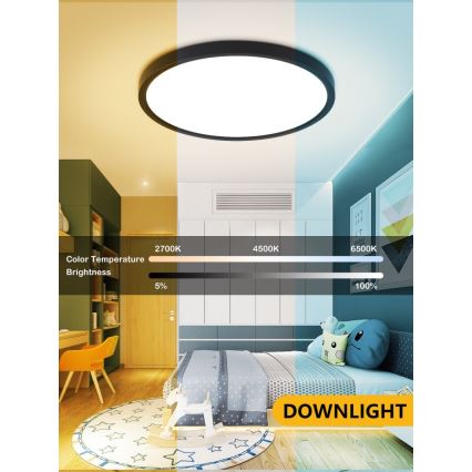 Immax NEO 07170-B60 - Светодиодный потолочный RGB+CCT светильник с регулированием яркости NEO LITE TUDO LED/65W/230V 2700-6500K Wi-Fi Tuya черный + дистанционное управление