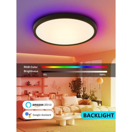 Immax NEO 07170-B60 - Светодиодный потолочный RGB+CCT светильник с регулированием яркости NEO LITE TUDO LED/65W/230V 2700-6500K Wi-Fi Tuya черный + дистанционное управление