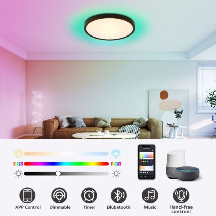 Immax NEO 07170-B60 - Светодиодный потолочный RGB+CCT светильник с регулированием яркости NEO LITE TUDO LED/65W/230V 2700-6500K Wi-Fi Tuya черный + дистанционное управление