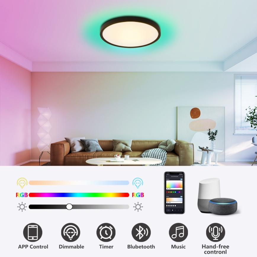 Immax NEO 07170-B60 - Светодиодный потолочный RGB+CCT светильник с регулированием яркости NEO LITE TUDO LED/65W/230V 2700-6500K Wi-Fi Tuya черный + дистанционное управление