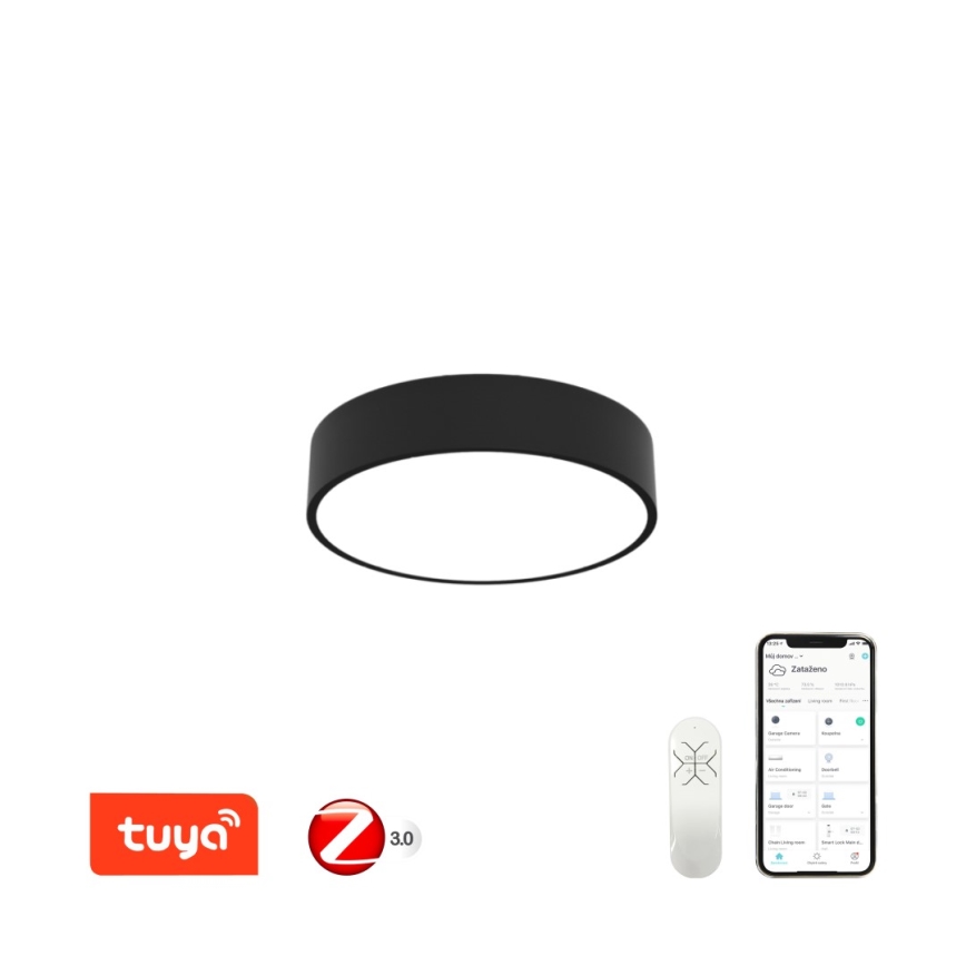 Immax NEO 07201L - Светодиодный потолочный светильник с регулированием яркости RONDATE LED/28W/230V черный Tuya + дистанционное управление