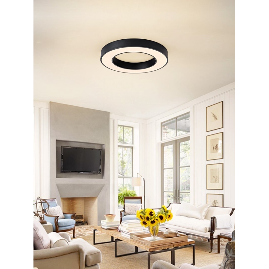 Immax NEO 07209L - Светодиодный потолочный светильник с регулированием яркости PASTEL LED/53W/230V 60 см черный Tuya + дистанционное управление