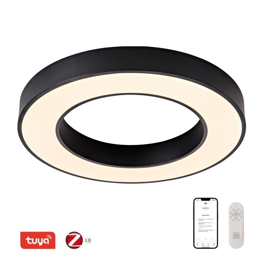 Immax NEO 07209L - Светодиодный потолочный светильник с регулированием яркости PASTEL LED/53W/230V 60 см черный Tuya + дистанционное управление