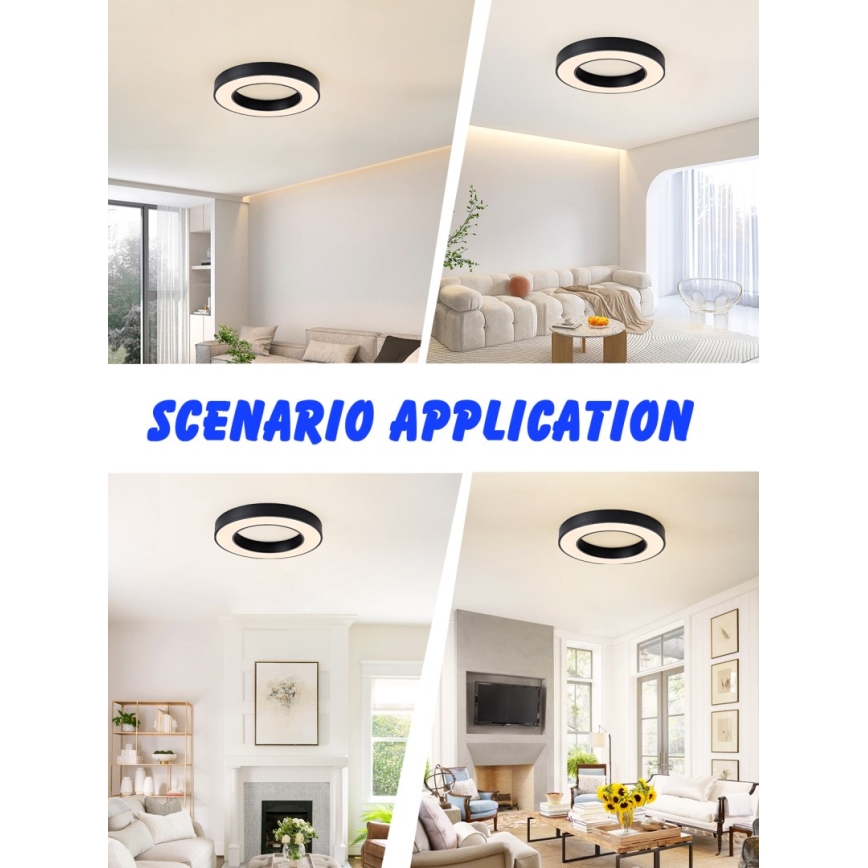 Immax NEO 07209L - Светодиодный потолочный светильник с регулированием яркости PASTEL LED/53W/230V 60 см черный Tuya + дистанционное управление