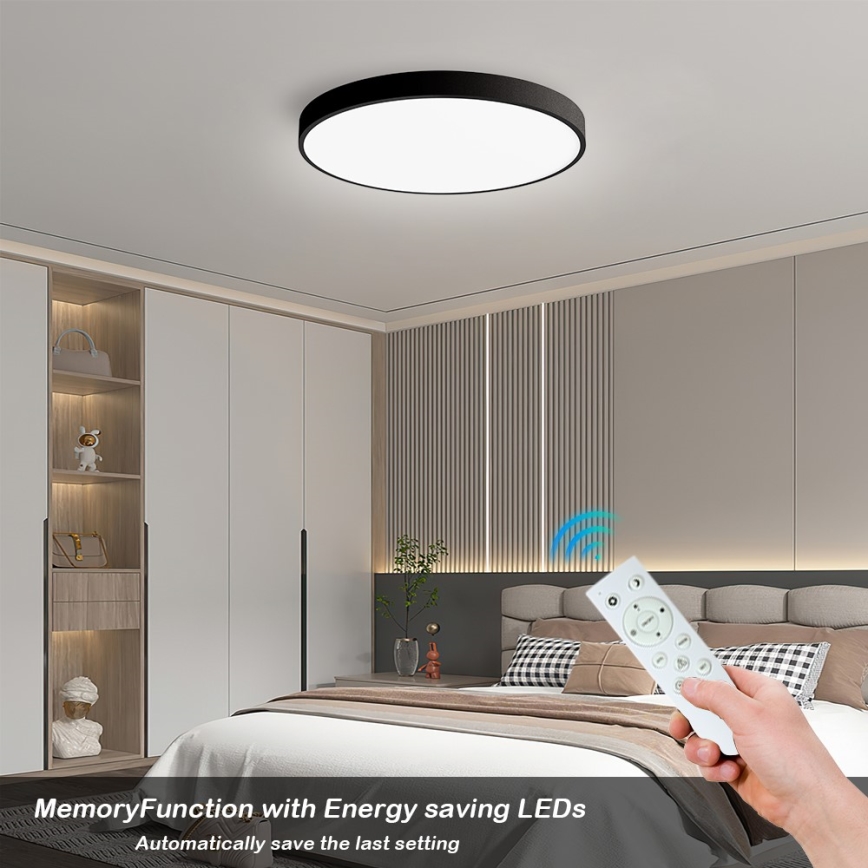 Immax NEO 07249L - Светодиодный потолочный светильник с регулированием яркости NEO LITE SEMPLICI LED/48W/230V 3000-6000K Wi-Fi Tuya черный + дистанционное управление
