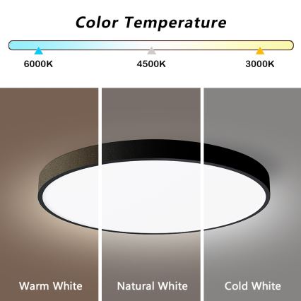 Immax NEO 07249L - Светодиодный потолочный светильник с регулированием яркости NEO LITE SEMPLICI LED/48W/230V 3000-6000K Wi-Fi Tuya черный + дистанционное управление