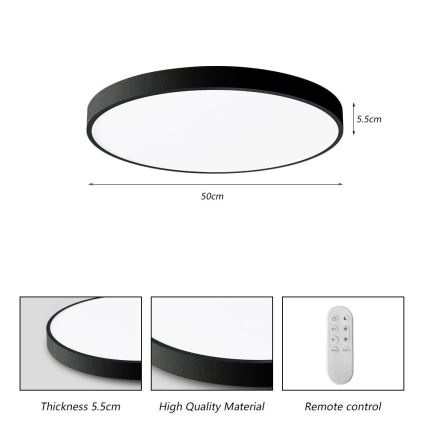 Immax NEO 07249L - Светодиодный потолочный светильник с регулированием яркости NEO LITE SEMPLICI LED/48W/230V 3000-6000K Wi-Fi Tuya черный + дистанционное управление