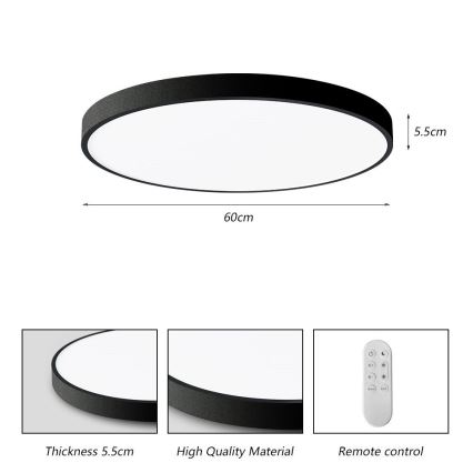 Immax NEO 07250L - Светодиодный потолочный светильник с регулированием яркости NEO LITE SEMPLICI LED/60W/230V 3000-6000K Wi-Fi Tuya черный + дистанционное управление