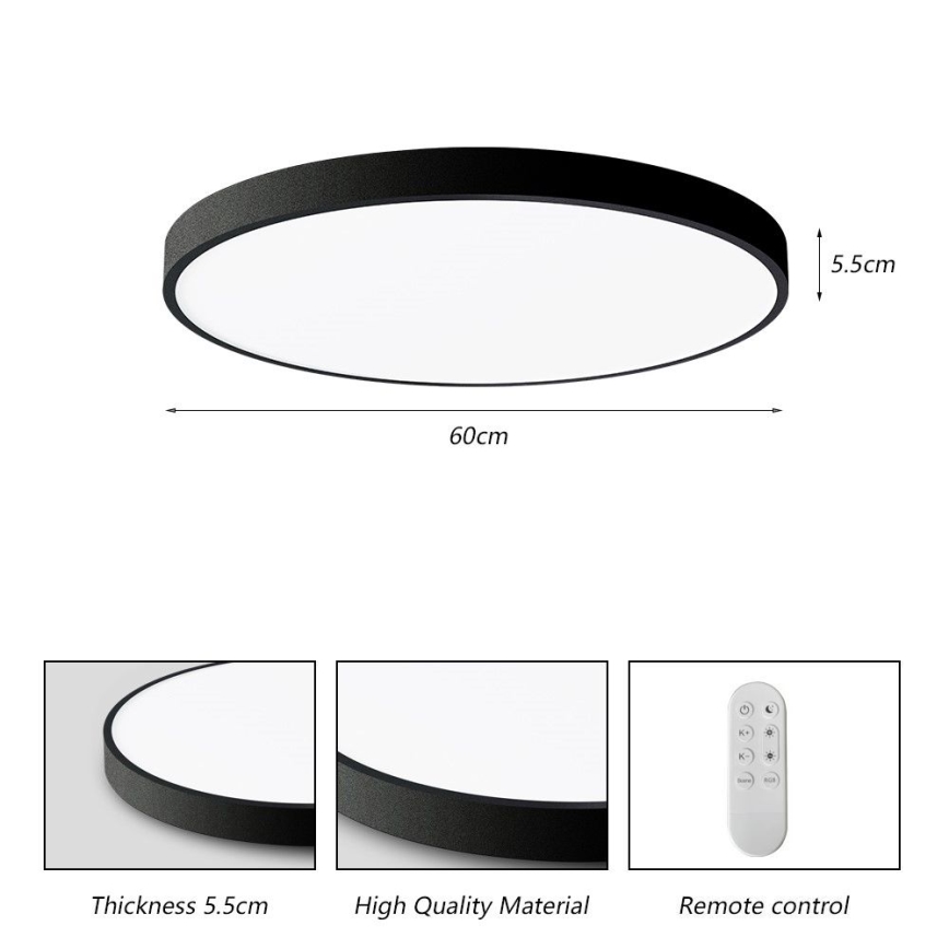 Immax NEO 07250L - Світлодіодний стельовий світильник з регулюванням яскравості NEO LITE SEMPLICI LED/60W/230V 3000-6000K Wi-Fi Tuya чорний + пульт дистанційного керування