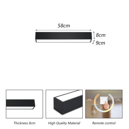 Immax NEO 07254L - Світлодіодний регульований стельовий світильник NEO LITE LUNGO LED/20W/230V 3000-6000K Wi-Fi Tuya чорний + дистанційне керування