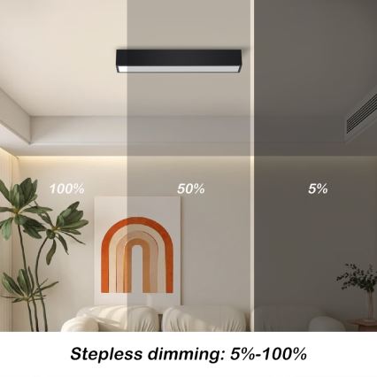 Immax NEO 07254L - Светодиодный потолочный светильник с регулированием яркости NEO LITE LUNGO LED/20W/230V 3000-6000K Wi-Fi Tuya черный + дистанционное управление