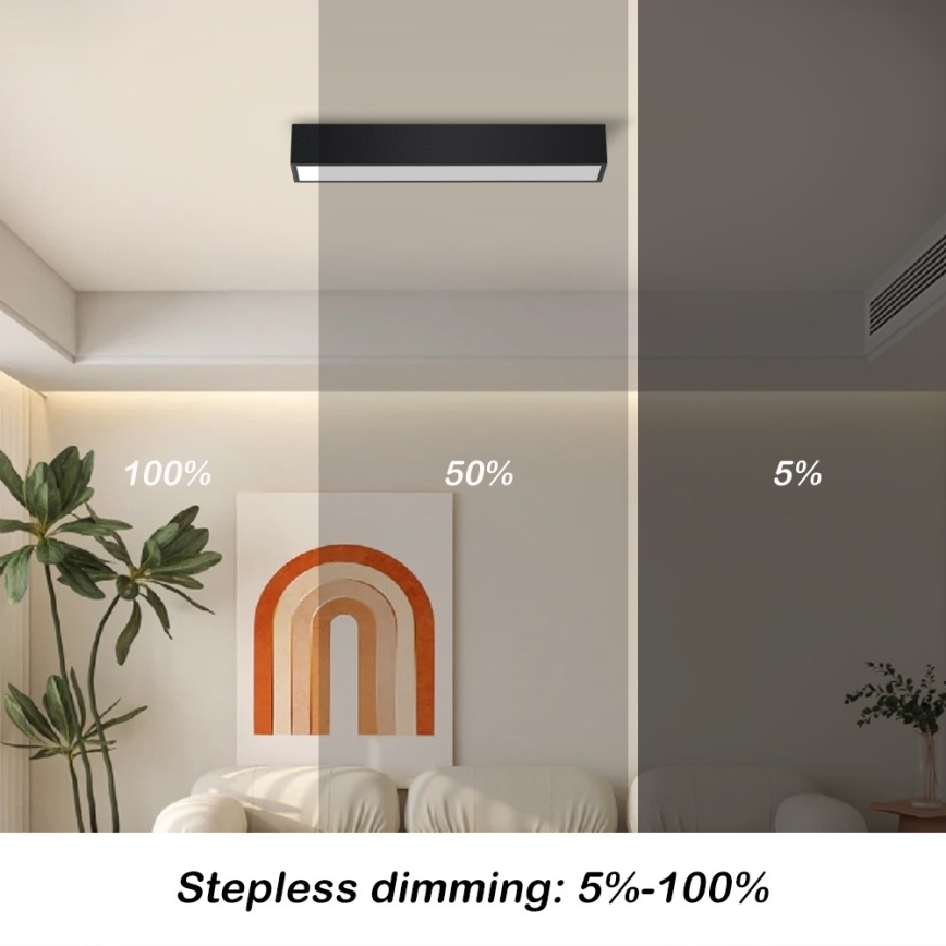 Immax NEO 07254L - Светодиодный потолочный светильник с регулированием яркости NEO LITE LUNGO LED/20W/230V 3000-6000K Wi-Fi Tuya черный + дистанционное управление