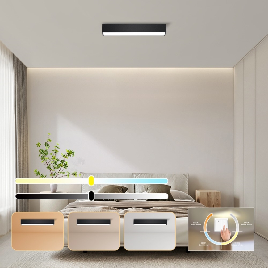 Immax NEO 07254L - Светодиодный потолочный светильник с регулированием яркости NEO LITE LUNGO LED/20W/230V 3000-6000K Wi-Fi Tuya черный + дистанционное управление