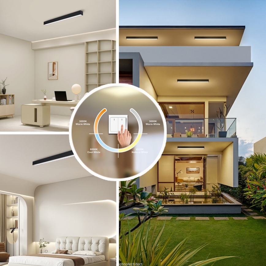 Immax NEO 07255L - Світлодіодний регульований стельовий світильник NEO LITE LUNGO LED/20W/230V 3000-6000K Wi-Fi Tuya чорний + дистанційне керування