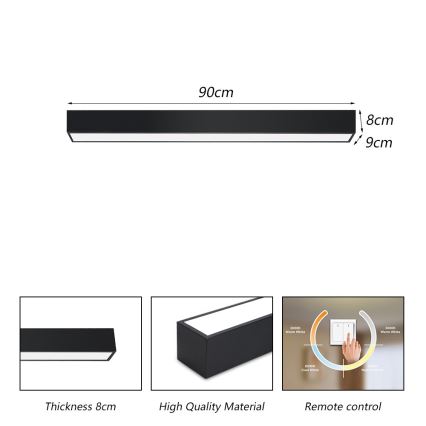 Immax NEO 07255L - Світлодіодний регульований стельовий світильник NEO LITE LUNGO LED/20W/230V 3000-6000K Wi-Fi Tuya чорний + дистанційне керування