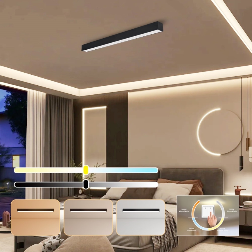 Immax NEO 07255L - Светодиодный потолочный светильник с регулированием яркости NEO LITE LUNGO LED/20W/230V 3000-6000K Wi-Fi Tuya черный + дистанционное управление