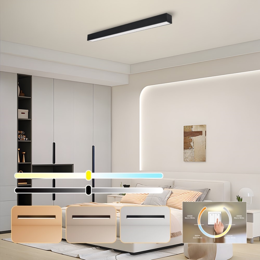 Immax NEO 07256L - Світлодіодний стельовий світильник з регулюванням яскравості NEO LITE LUNGO LED/38W/230V 3000-6000K Wi-Fi Tuya чорний + пульт дистанційного керування