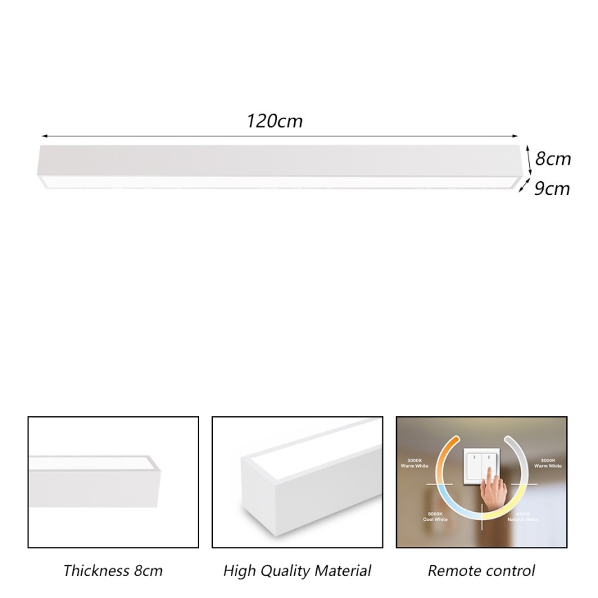 Immax NEO 07259L - Светодиодный потолочный светильник с регулированием яркости NEO LITE LUNGO LED/38W/230V 3000-6000K Wi-Fi Tuya белый + дистанционное управление