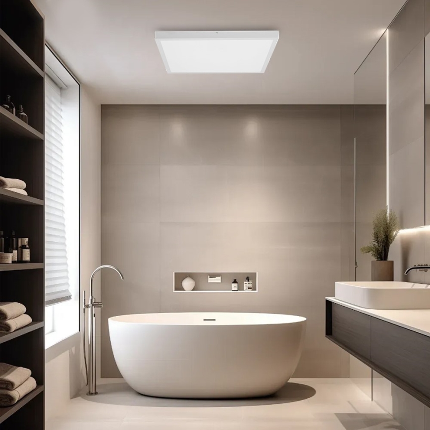 Immax NEO 07277L - Стельовий LED світильник для ванної з регулюванням яскравості NEO LITE FRAME LED/50W/230V IP44 Wi-Fi Tuya + пульт дистанційного керування білий