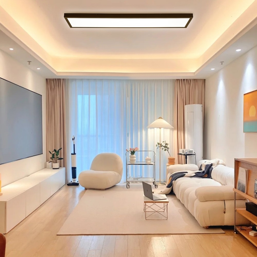 Immax NEO 07278L - Стельовий LED світильник для ванної з регулюванням яскравості NEO LITE FRAME LED/50W/230V IP44 Wi-Fi Tuya + пульт дистанційного керування чорний
