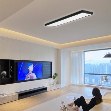 Immax NEO 07278L - Светодиодный потолочный светильник для ванной комнаты с регулированием яркости NEO LITE FRAME LED/50W/230V IP44 Wi-Fi Tuya + дистанционное управление черный