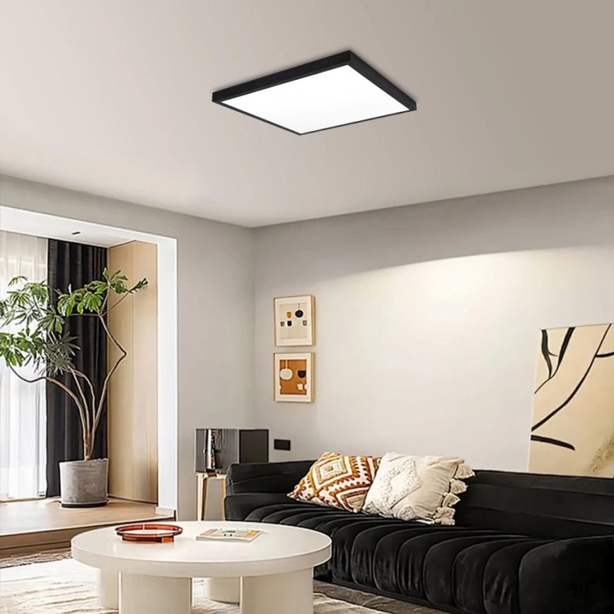 Immax NEO 07279L - Светодиодный потолочный светильник для ванной комнаты с регулированием яркости NEO LITE FRAME LED/50W/230V IP44 Wi-Fi Tuya + дистанционное управление черный