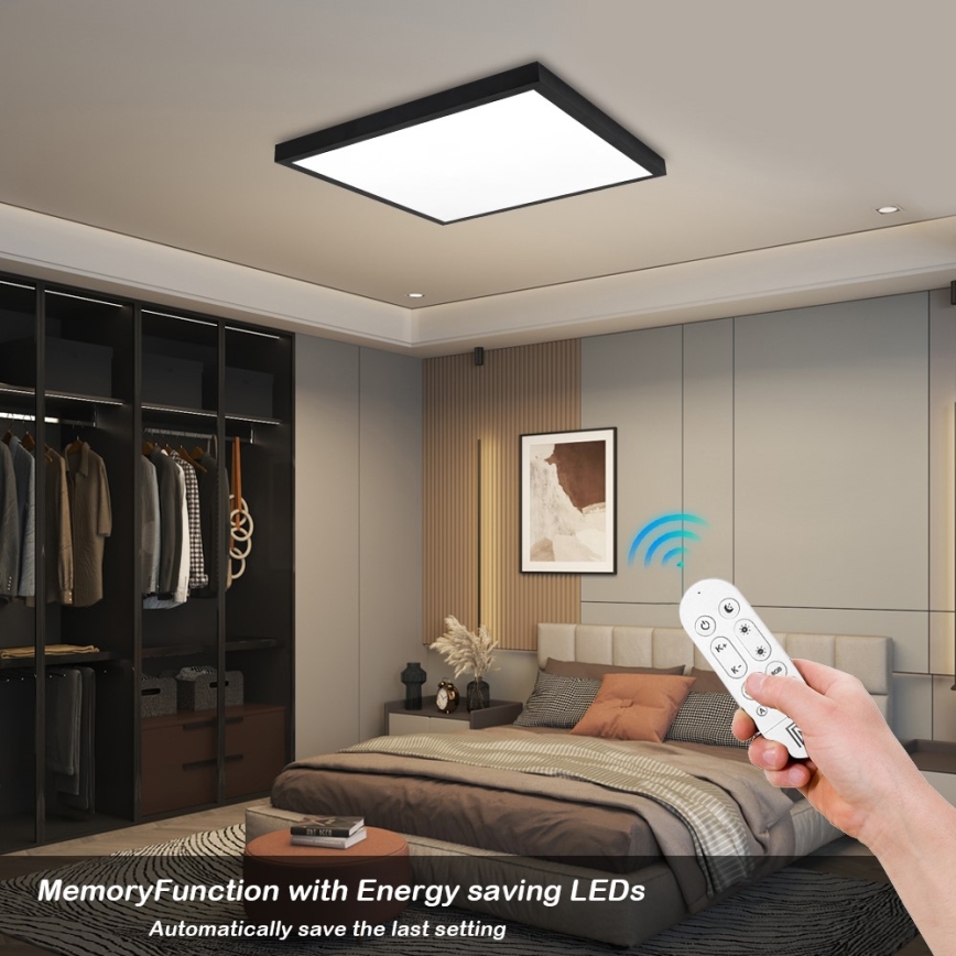 Immax NEO 07279L - Светодиодный потолочный светильник для ванной комнаты с регулированием яркости NEO LITE FRAME LED/50W/230V IP44 Wi-Fi Tuya + дистанционное управление черный