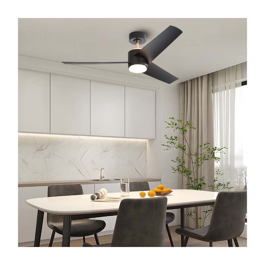 Immax NEO 07280L - Светодиодный потолочный вентилятор BEAUTY LED/18W/230V Wi-Fi Tuya черный диаметр 132 см + дистанционное управление