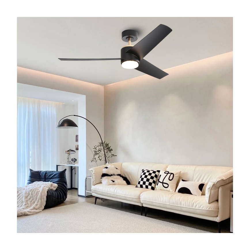 Immax NEO 07280L - Светодиодный потолочный вентилятор BEAUTY LED/18W/230V Wi-Fi Tuya черный диаметр 132 см + дистанционное управление
