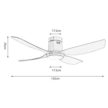 Immax NEO 07282L - стельовий вентилятор із регулюванням яскравості LED+CCT PURE LED/24W/230V 3000/4000/6000K Wi‑Fi Tuya + пульт дистанційного керування