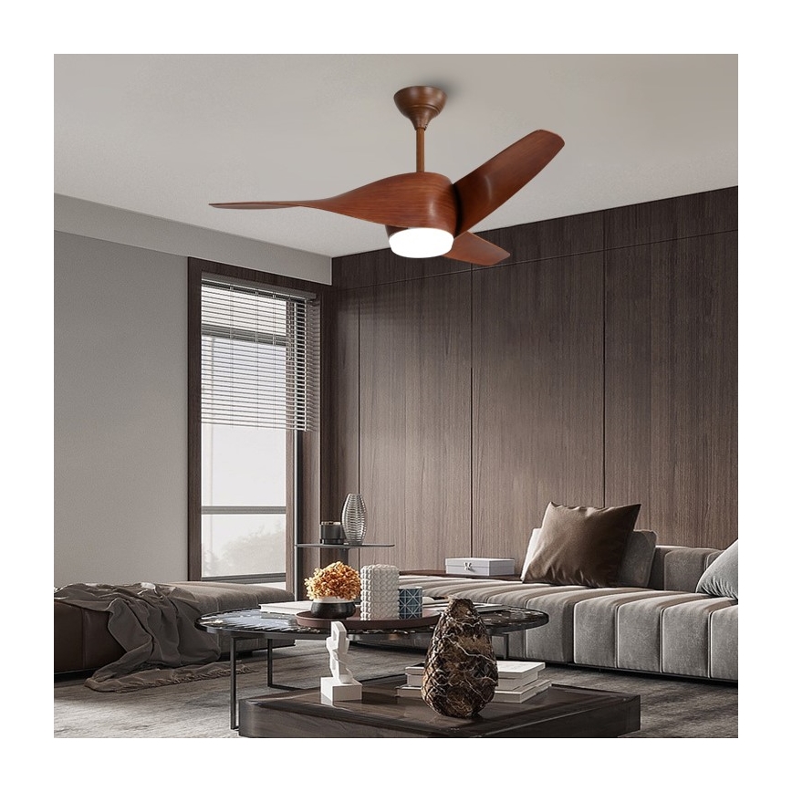 Immax NEO 07286L - LED стельовий вентилятор WAVE LED/18 Вт/230 В Wi-Fi Tuya коричневий, діаметр 132 см + пульт дистанційного керування