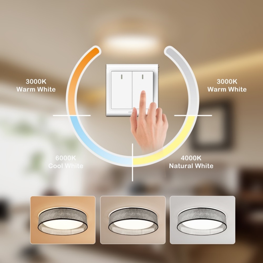 Immax NEO 07287L - Диммируемый потолочный светильник LED+CCT LONA LED/36W/230V 3000-6000K Wi-Fi Tuya диаметр 45,5 см + пульт дистанционного управления