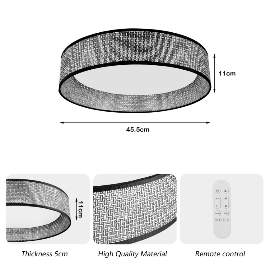 Immax NEO 07287L - Диммируемый потолочный светильник LED+CCT LONA LED/36W/230V 3000-6000K Wi-Fi Tuya диаметр 45,5 см + пульт дистанционного управления