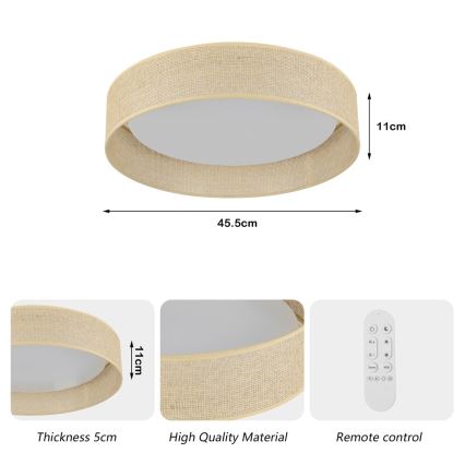 Immax NEO 07289L - LED+CCT димований стельовий світильник LONA LED/36 Вт/230 В 3000-6000K Wi-Fi Tuya діаметр 45,5 см + пульт дистанційного керування
