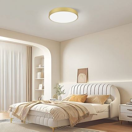 Immax NEO 07292L - диммируемый потолочный светильник NEO LITE SEMPLICI LED/36W/230V 3000-6000K Ø 40 см Wi-Fi Tuya золотой + пульт дистанционного управления