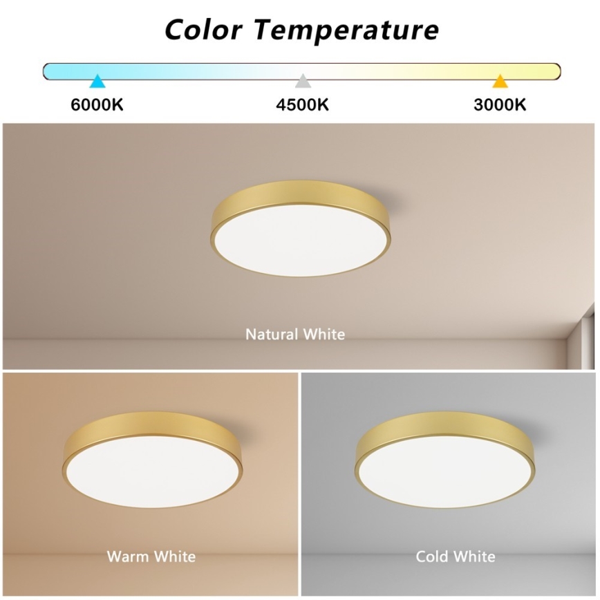 Immax NEO 07292L - диммируемый потолочный светильник NEO LITE SEMPLICI LED/36W/230V 3000-6000K Ø 40 см Wi-Fi Tuya золотой + пульт дистанционного управления