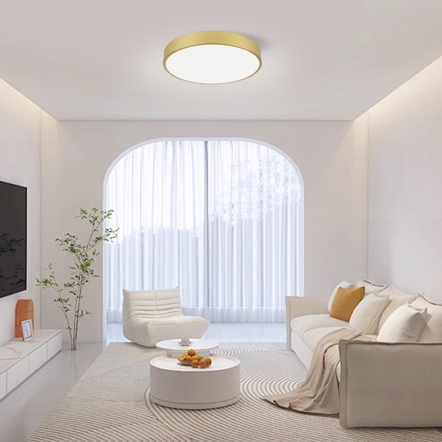 Immax NEO 07292L - диммируемый потолочный светильник NEO LITE SEMPLICI LED/36W/230V 3000-6000K Ø 40 см Wi-Fi Tuya золотой + пульт дистанционного управления