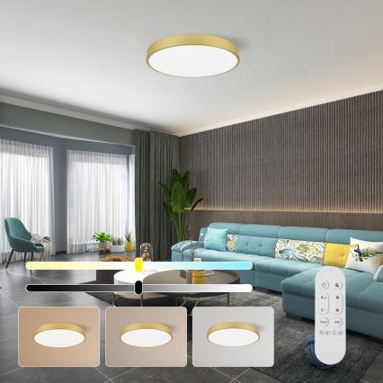 Immax NEO 07293L - LED стельний світильник з регулюванням яскравості NEO LITE SEMPLICI LED/60W/230V 3000-6000K діаметр 60 см Wi-Fi Tuya золотий + пульт дистанційного керування
