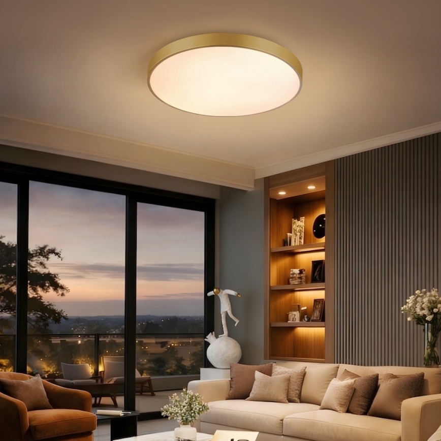 Immax NEO 07293L - LED стельний світильник з регулюванням яскравості NEO LITE SEMPLICI LED/60W/230V 3000-6000K діаметр 60 см Wi-Fi Tuya золотий + пульт дистанційного керування